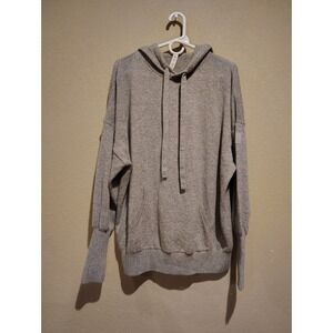 Alo Yoga Womens Gray Cashmere Balloon Sleeve Hoodie Sweater Size Large